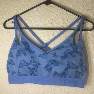 NEW PINK ACTIVE blue butterfly sports bra
